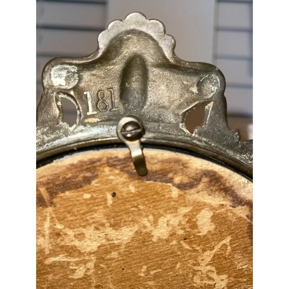 Antique Art‎ Nouveau Mirror Decorative Arts Cast Iron Gold Dresser Countertop